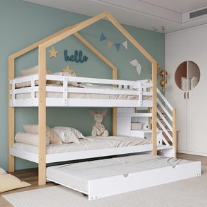 Durevole letto a castello multifunzionale in legno massello per bambini letto <span class=keywords><strong>cabina</strong></span> <span class=keywords><strong>con</strong></span> scala, 4 cassetti, Base a doghe per Hotel scolastico - Product Image 4