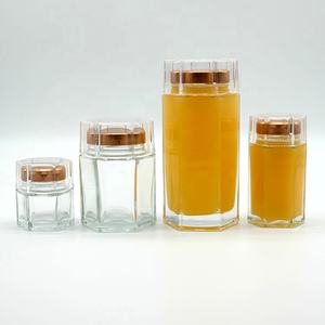 Bocal en verre de nid d'oiseau hexagonal de haute qualité 90ml 180ml 380ml 730ml avec récipient de stockage à couvercle scellé - Product Image 2