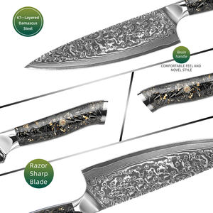 سكين مطبخ من الفولاذ الدمشقي على الطريقة اليابانية ، سكين طهي احترافي للاستخدام المنزلي عالي الجودة بمقبض راتينج - Product Image 4