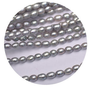 สร้อยคอมุกน้ำจืดสีเทา Zhenduo Ma Mi ขนาด 4-5 มม. มุกข้าวขาว สร้อยมุกแบบหลวม อุปกรณ์ตกแต่งมุก ขายส่ง - Product Image 5