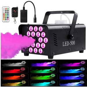 Machine à fumée professionnelle pour scène, mariage, fête, spectacle, événements, 500W, avec lumière LED <span class=keywords><strong>DJ</strong></span>, télécommande filaire - Product Image 2