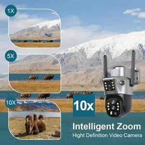 Cámara CCTV DE SEGURIDAD Solar V380pro de doble pantalla, Zoom 10X, tarjeta SIM 4G, seguimiento humano, cámara de visión nocturna colorida con 8W 8000mAh - Product Image 2