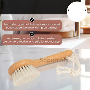 Logo personnalisé Brosse exfoliante <span class=keywords><strong>pour</strong></span> <span class=keywords><strong>le</strong></span> visage prend en charge <span class=keywords><strong>le</strong></span> <span class=keywords><strong>teint</strong></span> éclatant Poils de cheval moyen Brosse nettoyante en bambou Soins du visage et du corps - Product Image 4