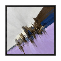 Peinture à l'huile moderne abstraite de paysage urbain violet sur toile, peinte à la main, avec couteau à palette, taille personnalisée, art mural pour hôtel