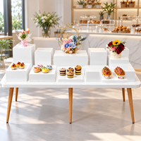 Présentoir Cube Carré en Acrylique Blanc Foshan Languo pour Buffet, Socle Alimentaire en Lucite, Boîte de Présentation Empilable