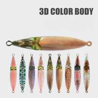 WEIHE 66mm 21g Jigbait Simulation calmar métal leurre de pêche avec plume crochet unique pointu longue portée leurres artificiels