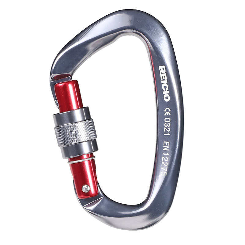 25KN एल्यूमीनियम डी आकार फ्लैट carabiner चढ़ाई carabiner हुक