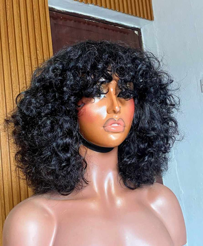 Curly V Part Wig Human Hair