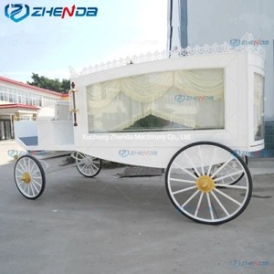Charrette funéraire blanche auto-conçue / Chariot de cercueil moderne / Carrosse funéraire tiré par des chevaux - Product Image 5