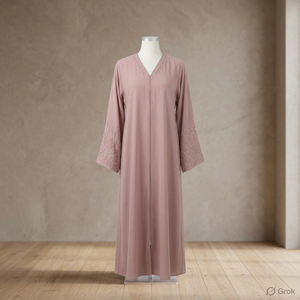อาบายะห์สีชมพูอมเทาประดับลายดอกไม้สุดหรู - Product Image 2