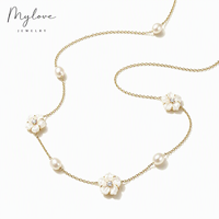 Collier élégant Mylove personnalisé en laiton plaqué or 18 carats avec perles, émail et zircons CZ en forme de fleur pour femme, accessoires de fête