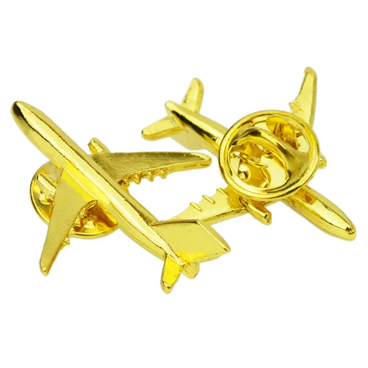 Manufacturer Custom Lapel Pin Made Bulk 3D Metal Small Wing Aircraft Badge Gold Plated Airplane Airbus Lapel Pin
