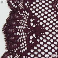 Dentelle extensible florale violette foncée de 22 cm de large pour lingerie, soutien-gorge, sous-vêtements, accessoires vestimentaires – Vente en gros