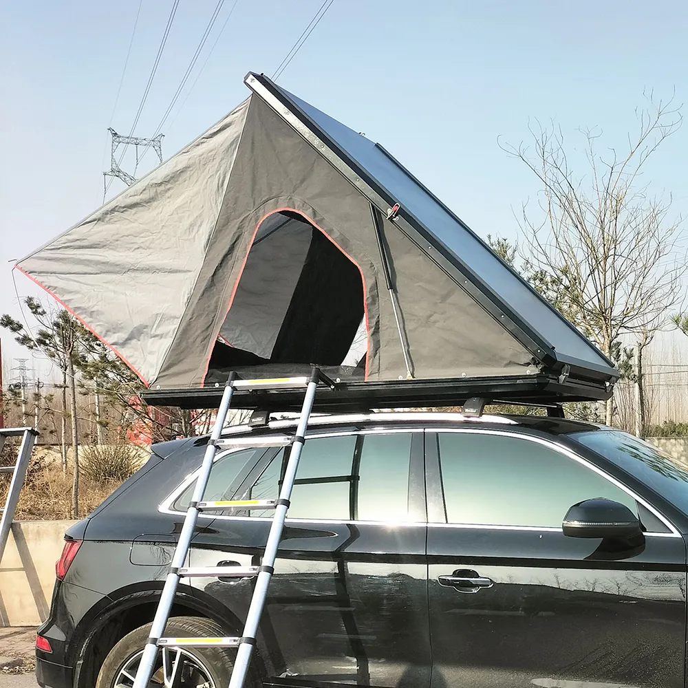 Tente de toit rigide de Chine, tente de toit de voiture triangle à coque dure en alliage d'aluminium, tente de toit de camping