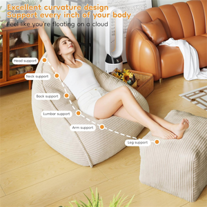 Sillones Reclinables a Precio Económico, Sofá Tipo <span class=keywords><strong>Puff</strong></span> sin Estructura, Silla Bean Bag Grande de Espuma Viscoelástica con Otomana - Product Image 3