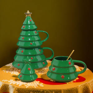 Tasses en céramique de Noël au design unique et luxueux, tasse en céramique avec couvercle - Product Image 2