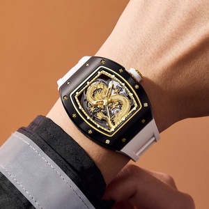 Luxury Waterproof Hollow Out <b>Automatic</b> Watch Dragon Dial Barrel Men Sports <b>Wristwatch</b> Mechanical Movement Silicone Strap Watches - Product Image 4