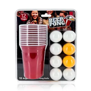 定制Vasos De Plastico红色塑料杯16盎司派对一次性12套杯啤酒乒乓球生日派对杯