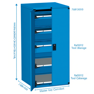 Fami Master Key Comfort C0-EH=36X36 <b>Drawer</b> Cabinet 3 <b>Drawers</b> 714x751x1500mm Blue Ral5012 <b>Tool</b> Storage - Product Image 2
