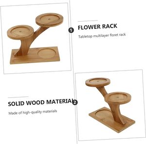 Three-Tier Round Wood Natural Color <b>Desktop</b> Indoor Plant Stand Multi-Layer Design Wooden Pot Holder and <b>Shelf</b> for Storage - Product Image 6