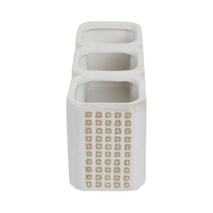 Organizer da Scrivania in Ceramica con Tre Scomparti per Archiviazione e Decorazione del Desktop - Product Image 3
