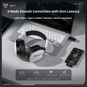 หูฟังเกมมิ่งไร้สาย <span class=keywords><strong>ONIKUMA</strong></span> GT887 แบบ Quad-Mode - 2.4G/BT/USB-C/3.5 มม. ไดรเวอร์แบบไดนามิก ลดการดีเลย์ ไมโครโฟนตัดเสียงรบกวน สำหรับการบิน - Product Image 4