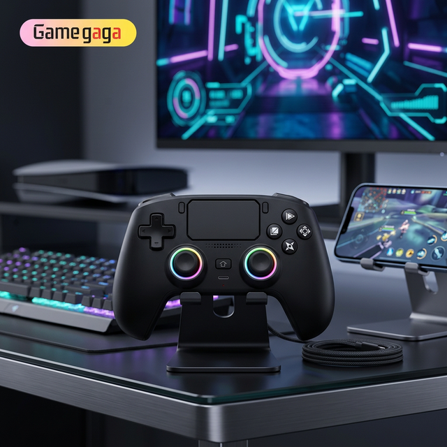 Gamegaga P525 Wireless Gamepad for PS5 PC Dual Hall Effect Joystick with RGB Magnetic Faceplate & Macro Programmable Controller