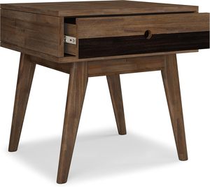 Natural Acacia Wood Mid-Century Modern Nightstand Tapered Legs <strong>Rustic</strong> <strong>Bedside</strong> <strong>Table</strong> for Small Spaces - Product Image 4
