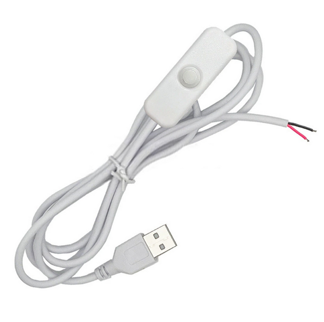 High Quality 5V USB 501 Button Switch to Open Tinned Wires on OFF Power Extension Charger Cable for Led Light Strip Lamp