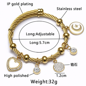 <span class=keywords><strong>Bracelet</strong></span> spirale avec pendentif œil porte-bonheur, acier inoxydable plaqué or, bijou mode femme - Product Image 4
