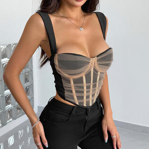 Top Corto con Escote en V, Top Corset con Encaje, Top Corto con Escote Profundo - Product Image 3