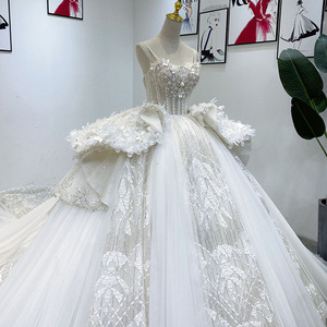 Robe de mariée Jancember Wm014, robe de bal modeste à fleurs, bretelles spaghetti, paillettes - Product Image 2