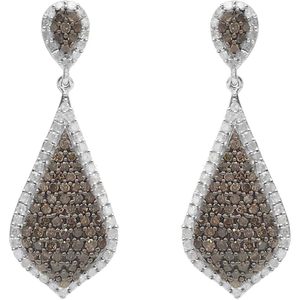 Teardrop Dangle <b>Earrings</b> 2.67 Cttw Round Cut Brown Diamond 925 Sterling <b>Silver</b> Prong Set <b>Wedding</b> Jewelry for Women - Product Image 1