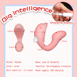 Silikon Sexspielzeug <span class=keywords><strong>Dolphin</strong></span> <span class=keywords><strong>Shape</strong></span> <span class=keywords><strong>Vibrator</strong></span> für Klitoris Stimulation und Anal Expansion Weiche Silikon massage Double Adult Pleasure - Product Image 4