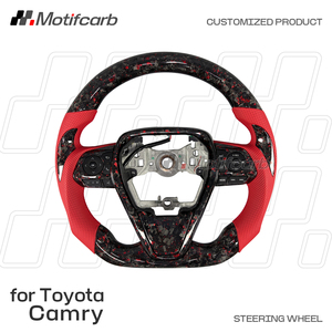พวงมาลัยคาร์บอนไฟเบอร์สีแดงแบบฟอร์จ สำหรับรถยนต์โตโยต้า แคมรี่ รุ่นที่ 8 LE XLE SE XSE TRD อวาลอน ปี 2018-2023 อัพเกรดภายในรถยนต์ - Product Image 2
