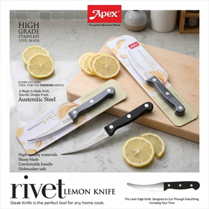 Couteau de cuisine ANAX RIVET en acier inoxydable, écologique, à lame courbée et dentelée, compatible lave-vaisselle, idéal pour couper les agrumes et les steaks - Product Image 2