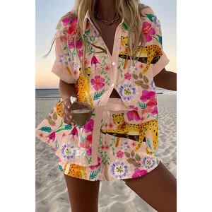 Ensemble de chemises pour filles style plage d'été, ample, respirant, style <span class=keywords><strong>West</strong></span> <span class=keywords><strong>Coast</strong></span> Resort, motif personnalisé imprimé, vêtements de plage - Product Image 2