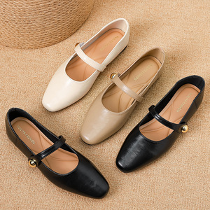 Zapatos planos de punta cuadrada elegantes Huiliya para mujer, novedad de verano 2025, estilo francés, poco profundos, para el viajero, para mujer - Product Image 4