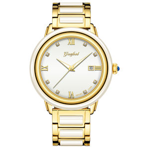 High Quality Luxury White Gold Diamond <b>Mechanical</b> Couple <b>Watches</b> Noble Design Natural White Jade Automatic <b>Watch</b> - Product Image 1