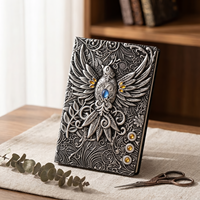 Journal en simili cuir de style médiéval, édition commémorative du dragon volant, gaufrage 3D |   Logo personnalisé pour carnet |   100 Cadeaux
