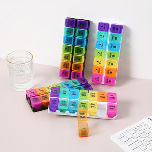 JUXINDA <span class=keywords><strong>Pilulier</strong></span> hebdomadaire coloré, <span class=keywords><strong>pilulier</strong></span> portable détachable le <span class=keywords><strong>matin</strong></span> et le <span class=keywords><strong>soir</strong></span>, <span class=keywords><strong>pilulier</strong></span> de voyage à double rangée - Product Image 3