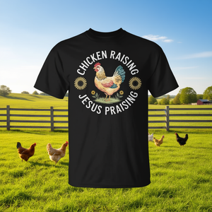 Camiseta Chicken Raising Jesus Praising, unisex, para adultos, manga corta, cuello redondo, regalo religioso - Product Image 3