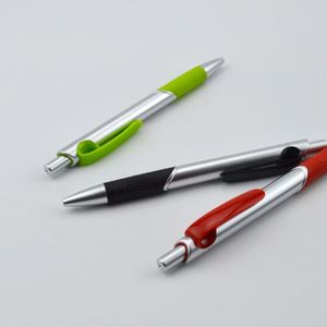 Silver Matte ABS Click Ballpoint <b>Pen</b> With Wave Texture Colorful Rubber Anti Slip Grip Advertising <b>Pen</b> Custom Logo - Product Image 4
