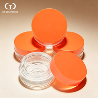 Pot cosmétique vide transparent rond recyclable en ABS/PET/PS, couvercle orange rose, pour rouge à lèvres, baume à lèvres, blush, crème, logo personnalisé, OEM, vente en gros