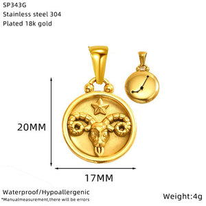 Breloques personnalisées en gros de luxe plaquées or 14k 18k en acier inoxydable 316L, signes du zodiaque, pour la fabrication de bracelets et colliers - Product Image 6