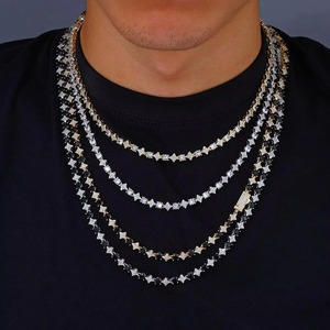 Collier tennis sur mesure en moissanite 3mm/4mm/5mm, en argent sterling 925, style hip-hop glacé et étincelant - Passe le testeur de diamant - VVS - Product Image 4