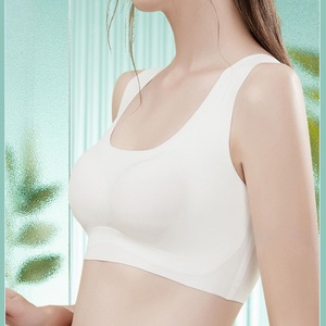 Women's Thin Ice Silk Beauty Tank Top Sports Sleep <strong>Bra</strong> <strong>No</strong> Steel Hoop Sexy Bikini Underwear with Thin Cup Collection Accessory - Product Image 1