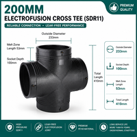 Raccord croisé électrofusionné en PEHD 200 mm SDR11 pour systèmes de canalisations haute pression
