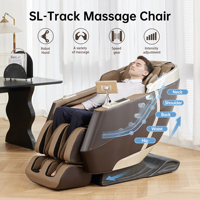 Sillón de Masaje Moderno 3D con Pantalla Táctil LCD, Masaje Corporal Completo, 21 Programas Automáticos, 6 Técnicas, 28 Bolsas de Aire, Estiramiento Tailandés, Calentamiento de Cintura