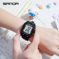 Reloj Digital para Estudiantes SANDA 2175, Esfera Tonneau, Correa de Silicona Multifunción, Deportivo, para Exteriores, a la Moda, Resistente al Agua, Reloj de Pulsera para Niños